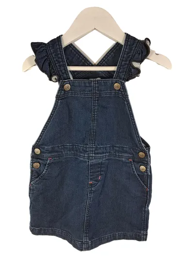 Petit Bateau Latzkleid Jeanskleid Mädchen Gr. 92 Blau Denim Rüschen