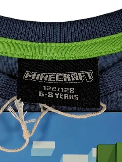 Minecraft T-Shirt Kinder Jungen Blau Baumwolle Gr. 122 Logo Print