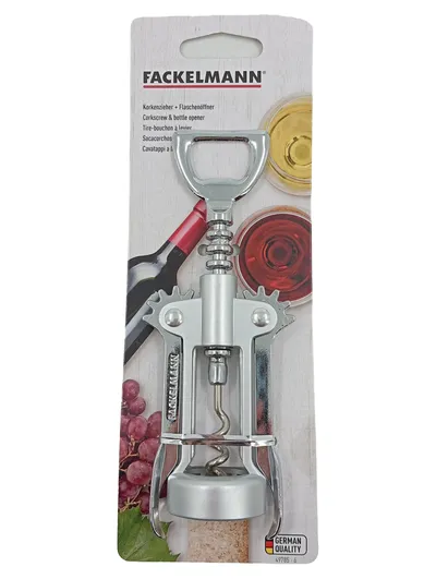 Fackelmann Korkenzieher Flaschenöffner Metall Silber Klassisch Weinöffner