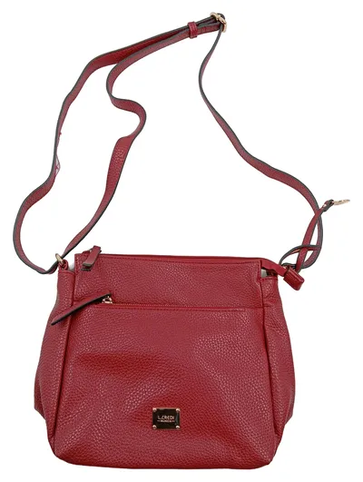 L.CREDI Munich Damen Umhängetasche Bordeauxrot Leder Crossbody Bag