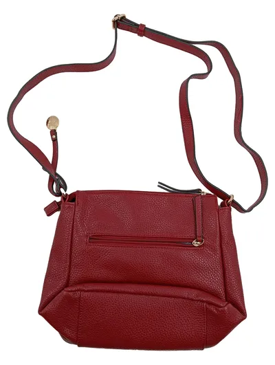 L.CREDI Munich Damen Umhängetasche Bordeauxrot Leder Crossbody Bag