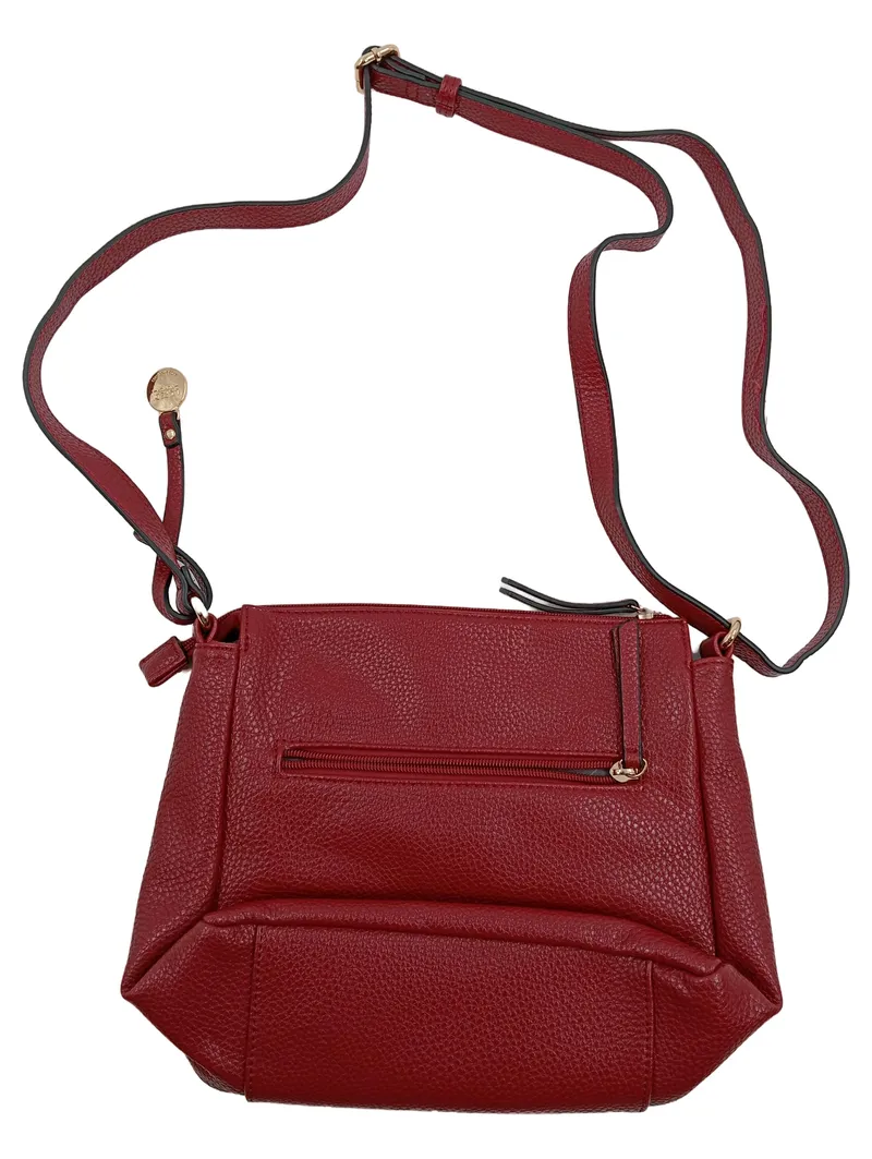 L.CREDI Munich Damen Umhängetasche Bordeauxrot Leder Crossbody Bag 2