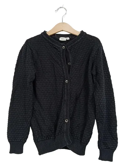 NAME IT Strickjacke Mädchen Gr. 122/128 Schwarz Baumwolle Cardigan