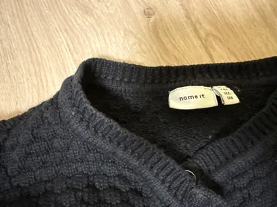 NAME IT Strickjacke Mädchen Gr. 122/128 Schwarz Baumwolle Cardigan