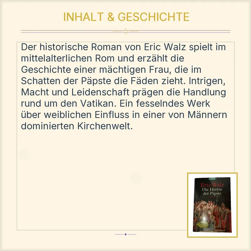 Die Herrin der Päpste - Eric Walz - Historischer Roman - Blanvalet 3