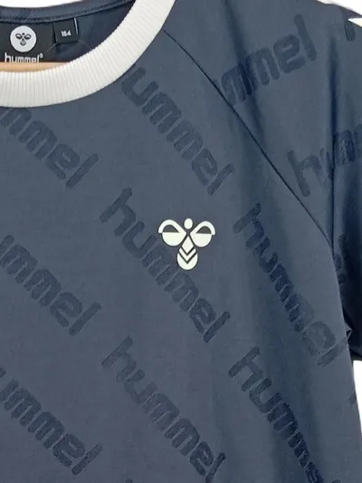 hummel Kleid Mädchen Gr. 164 Blau Sportkleid T-Shirt-Kleid Logo Rüschen