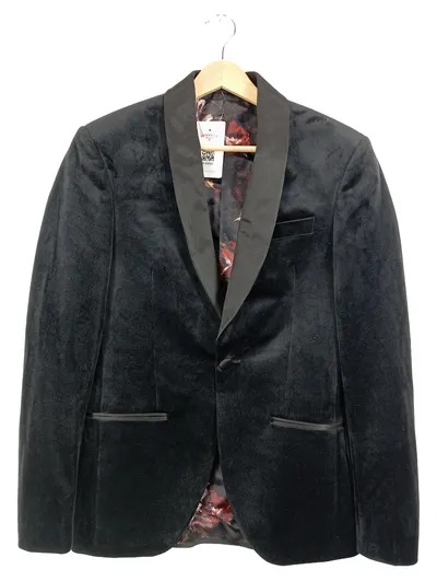 Isaac Dewhirst Samt Sakko Herren Gr. 44 Schwarz Smoking Blazer