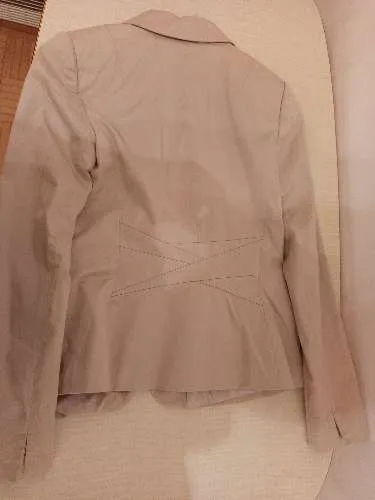 Comma Damen Blazer Kurzmantel Gr. 34 XS Beige Business Baumwolle