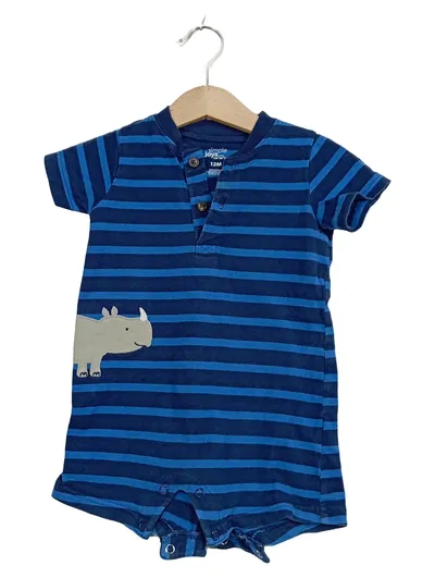 Carter's Baby Strampler Einteiler Gr. 12M/80 Blau Gestreift Nashorn