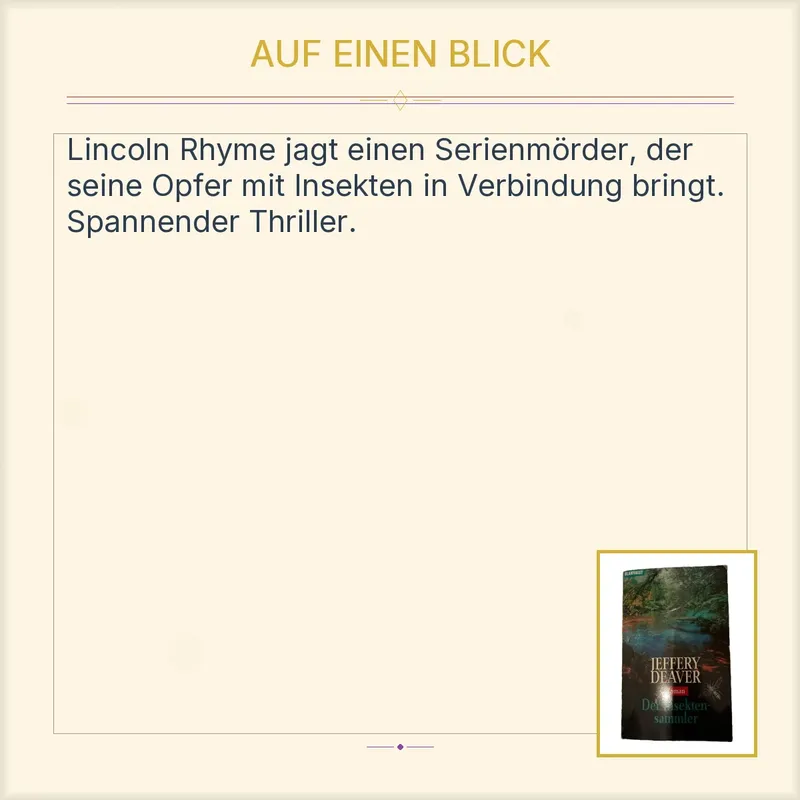 Der Insektensammler - Jeffery Deaver - Blanvalet Kriminalroman Thriller 2
