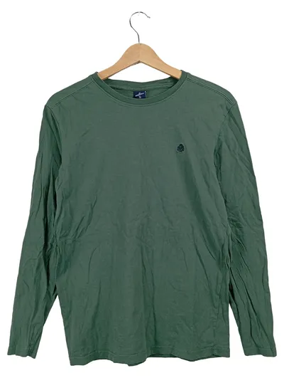 Springfield Langarmshirt Herren Gr. S Grün Basic Rundhals Baumwolle