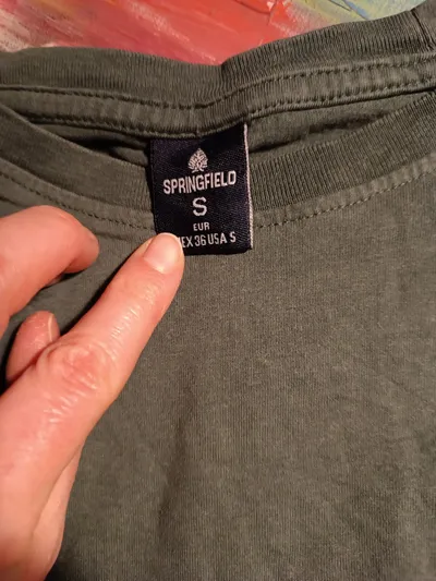 Springfield Langarmshirt Herren Gr. S Grün Basic Rundhals Baumwolle