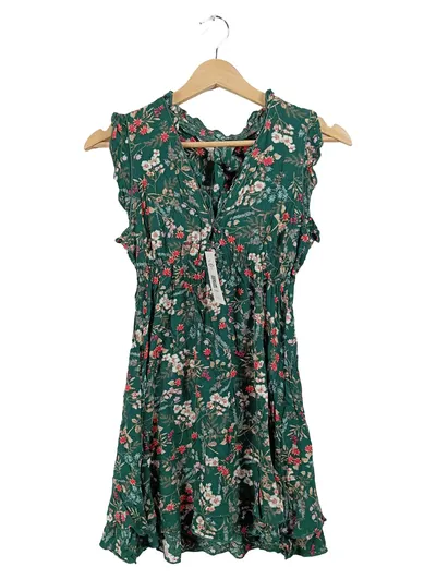 Apricot Damen Sommerkleid Blumenmuster Grün Gr. XS Rüschen Viskose