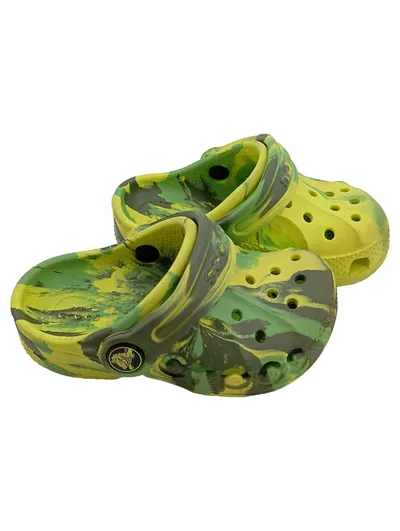 Crocs Classic Clog Kinder Clogs Gr. 22/23 Grün Gelb Marbled