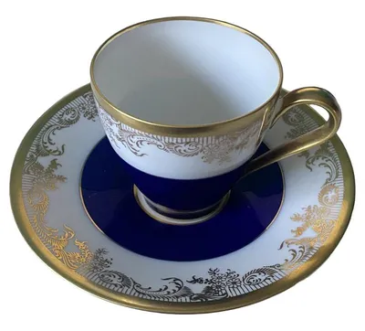 Rosenthal Kaffeetasse mit Untertasse Kobaltblau Gold Germany 3304/32