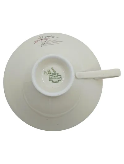 Bareuther Bavaria Teetasse Porzellan Vintage florales Muster Bambus Beige