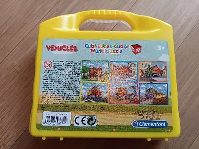 Clementoni Würfelpuzzle Vehicles Fahrzeuge 12 Teile im Koffer Kinderpuzzle ab 3