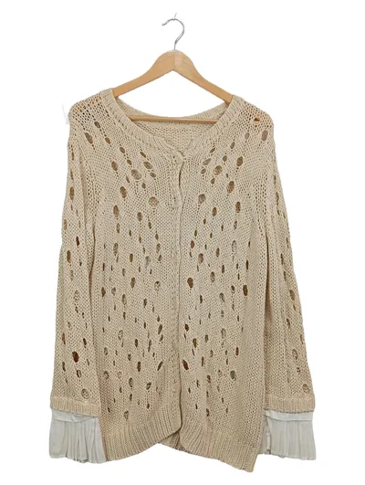 TWINSET My Twin Strickjacke Damen Gr. M Beige Lochmuster Rüschen