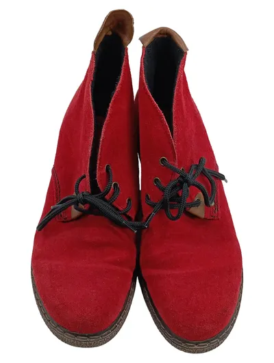 Rieker Damen Stiefeletten Rot Wildleder Keilabsatz Gr. 38 Casual
