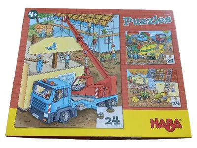 HABA Puzzles Baustelle 2x24 Teile Kinderpuzzle ab 4 Jahre Fahrzeuge