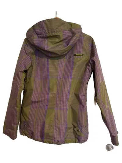 Burton Damen Skijacke Gr. M Karomuster Oliv Lila DryRide Snowboardjacke