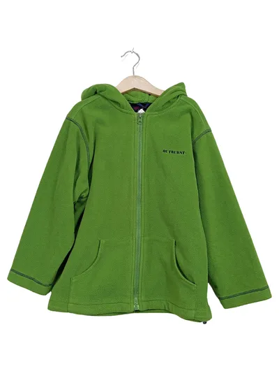 OUTBURST Kinder Fleecejacke mit Kapuze Gr. 122 Grün Outdoor