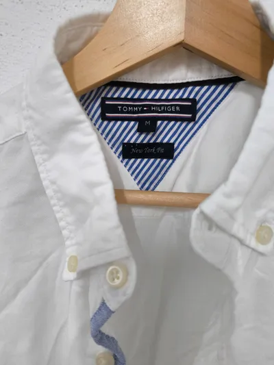 Tommy Hilfiger Hemd Herren M Weiß Langarm New York Fit Business