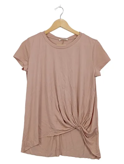 Bleuh Ciel Damen T-Shirt Gr. M Rosa Knoten-Detail Kurzarm Modal