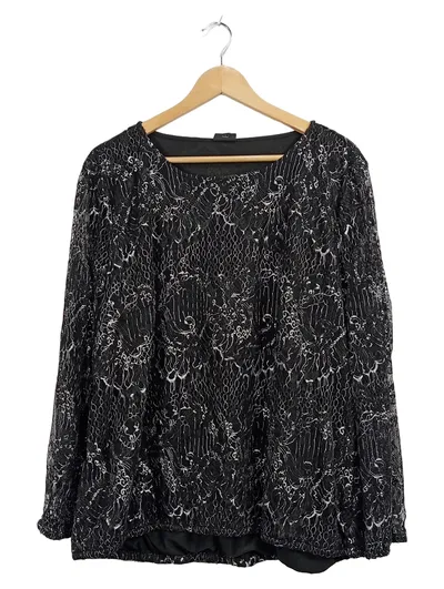 Bexleys Woman Bluse Damen Gr. 50 Schwarz Spitze Langarm Elegant