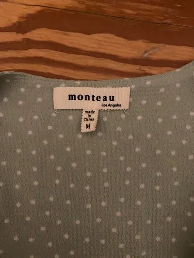 Monteau Los Angeles Damen Kleid Gr. M Mintgrün Polka Dot V-Ausschnitt