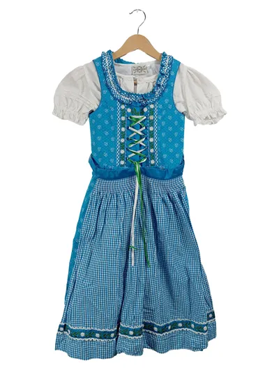 Landhaus Kinder Dirndl Trachtenkleid Gr. 128 Türkis Bluse Oktoberfest
