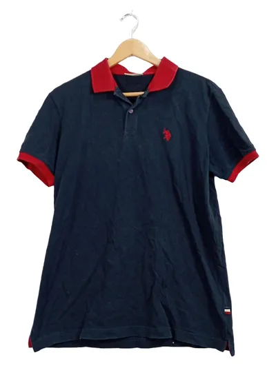 U.S. Polo Assn. Herren Poloshirt Gr. M Navy Blau Rot Kurzarm