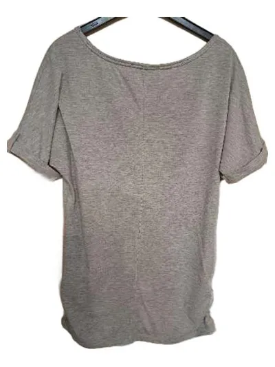 Blind Date Damen T-Shirt Grau Gr. 38 M Print Raffung Kurzarm Casual