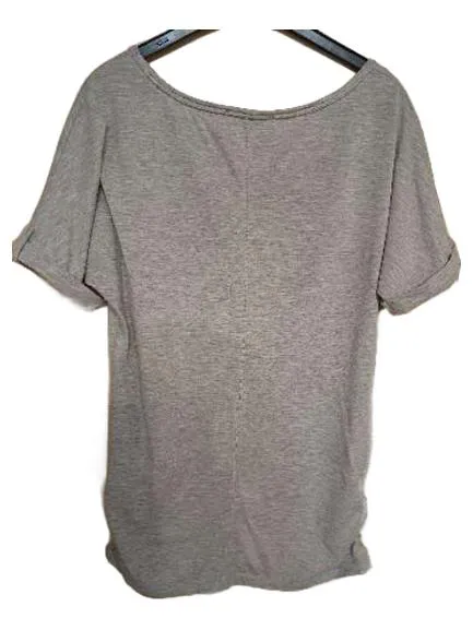 Blind Date Damen T-Shirt Grau Gr. 38 M Print Raffung Kurzarm Casual 2