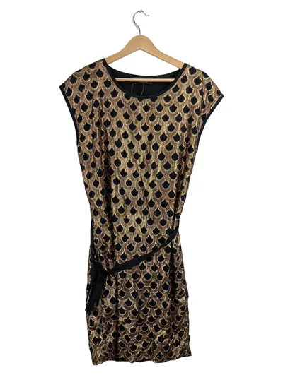 Modström Kleid Damen S Gold Schwarz Schuppenmuster Festlich Glamourös