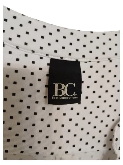 Best Connections Damen Bluse Langarm Punkte Weiß Schwarz Gr. 40