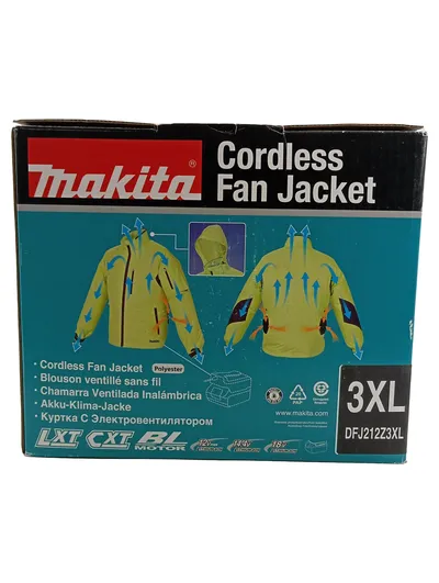 Makita DFJ212Z Cordless Fan Jacket Lüfterjacke Herren Gr. 3XL Gelb