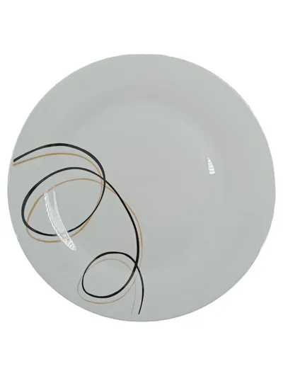 KHG Servierteller Porzellan Weiß Spiraldesign Modern 24,5 cm