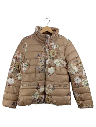 Rino & Pelle Damen Steppjacke Blumenmuster Beige Gr. 40/L