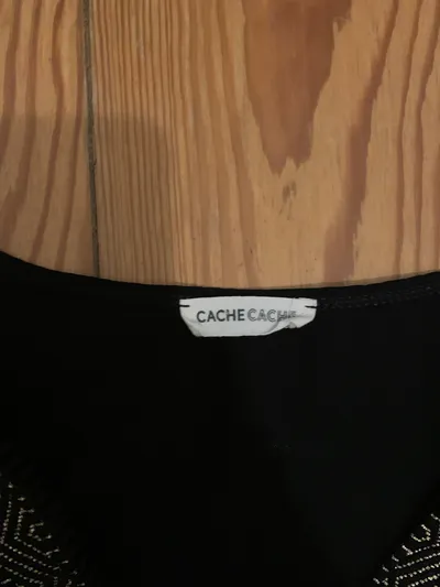 Cache Cache Damen Langarmshirt Schwarz Gr. M Elegant Gold Verzierung