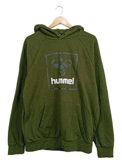 Hummel Hoodie Kapuzenpullover Herren Gr. L Oliv Sportlich Logo