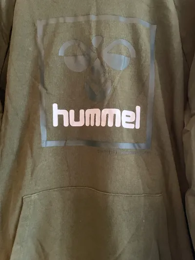 Hummel Hoodie Kapuzenpullover Herren Gr. L Oliv Sportlich Logo