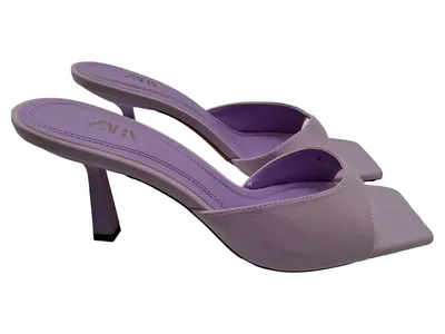 ZARA Damen Sandaletten Mules Lila Gr. 38 Absatz 7cm Elegant