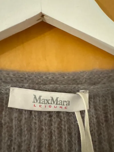 Max Mara Leisure Strickpullover Damen XL Grau Mohair V-Ausschnitt