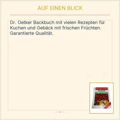 Dr. Oetker Küchenbibliothek - Backen mit Früchten Kochbuch Backbuch