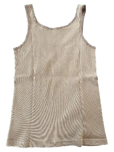 Brandy Melville Tanktop Damen Gr. S Beige Rippstrick Spitze Basic