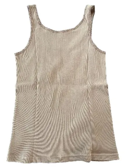 Brandy Melville Tanktop Damen Gr. S Beige Rippstrick Spitze Basic 2