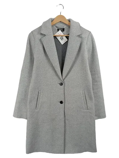ONLY Damen Klassischer Mantel Grau Gr. S Wolloptik Zweireihig NEU