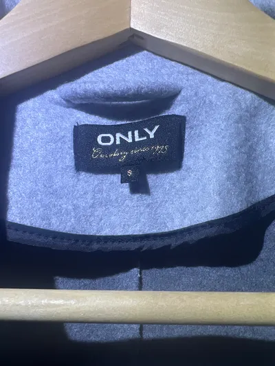 ONLY Damen Klassischer Mantel Grau Gr. S Wolloptik Zweireihig NEU