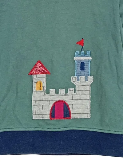 ALANA Kinder Langarmshirt Pullover Gr. 98 Grün Burg Motiv Bio-Baumwolle